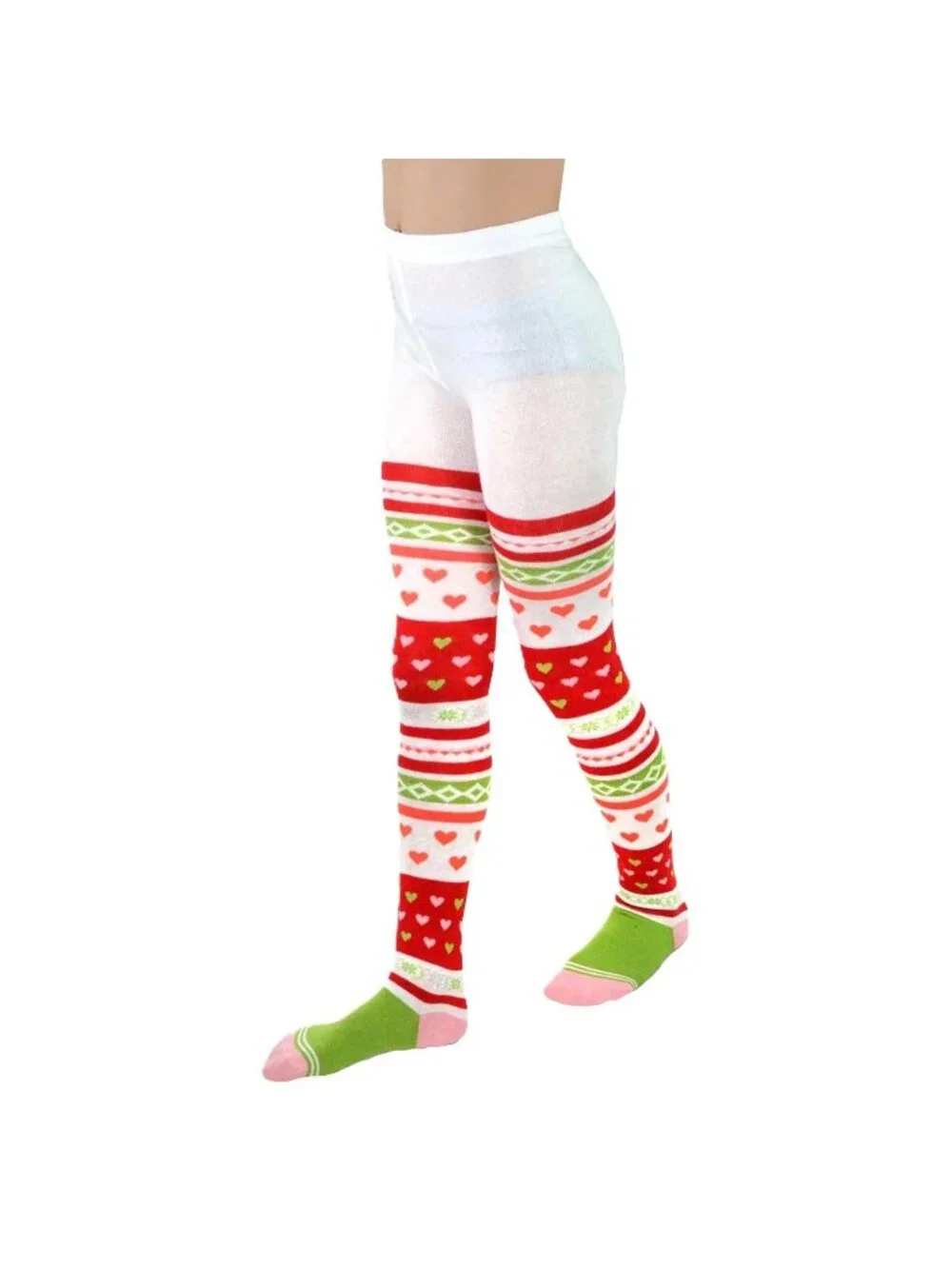 Little Girls Fashion Casual Cotton Tights 3 Pairs Stripes Hear Flowers 9-10